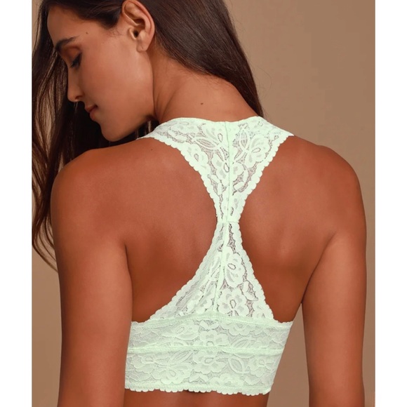 FREE PEOPLE Galloon Racerback Mint Green Lace Bralette - Picture 2 of 6